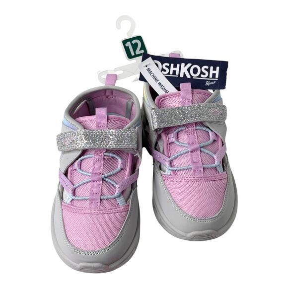 NEW OshKosh B Gosh Toddler SHOES Girls 12 Play Sandals Pink Silver Glitter NWT - Picture 4 of 13